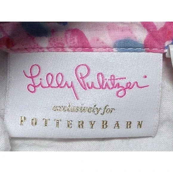Pottery Barn Lilly Pulitzer Sham Fan Sea Pants Reversible Cotton Quilted Std - Picture 4 of 12